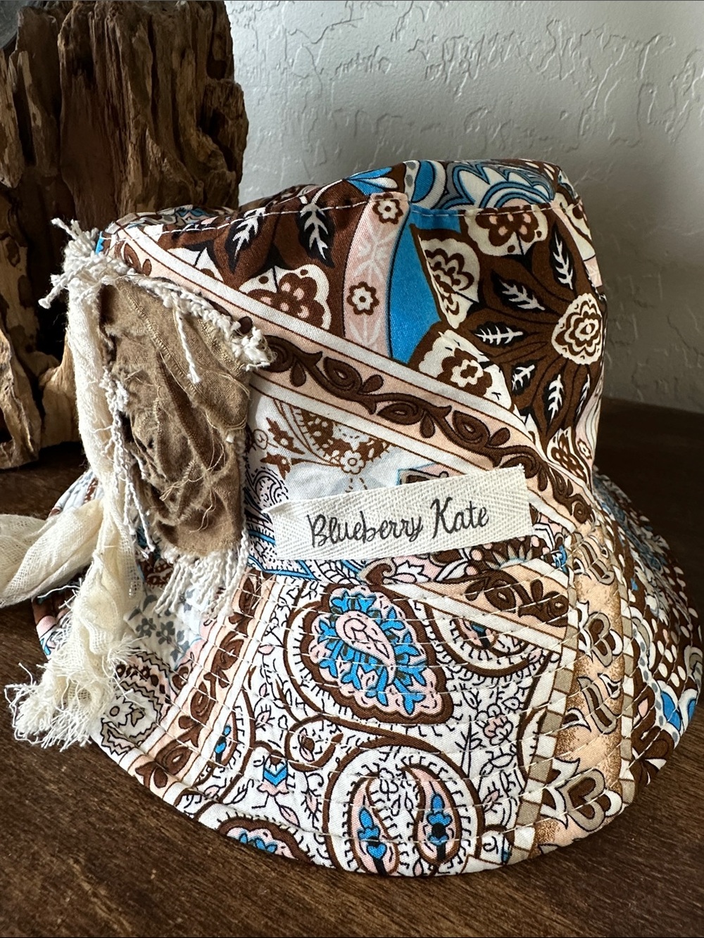 Blueberry Kate Boho Paisley Bucket Hat with Rosette and Accent Pin - Picture 2 of 3